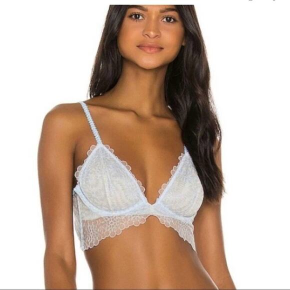 Free People Size 32D Lucia Lace Convertible Underwire Lightly Lined Bra Blue NEW - Picture 1 of 8